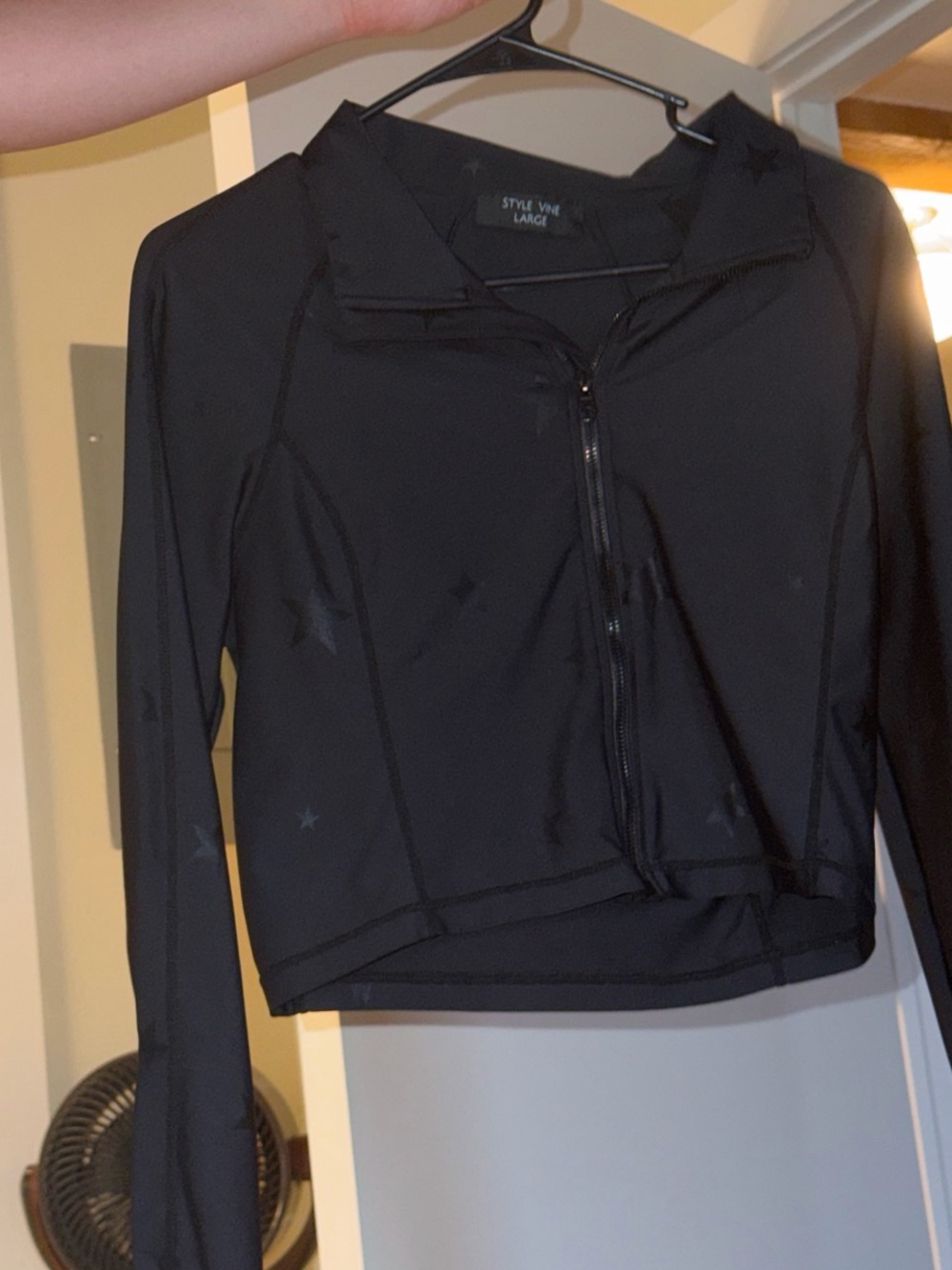 Black Zip-Up Women's Cropped Hoodie